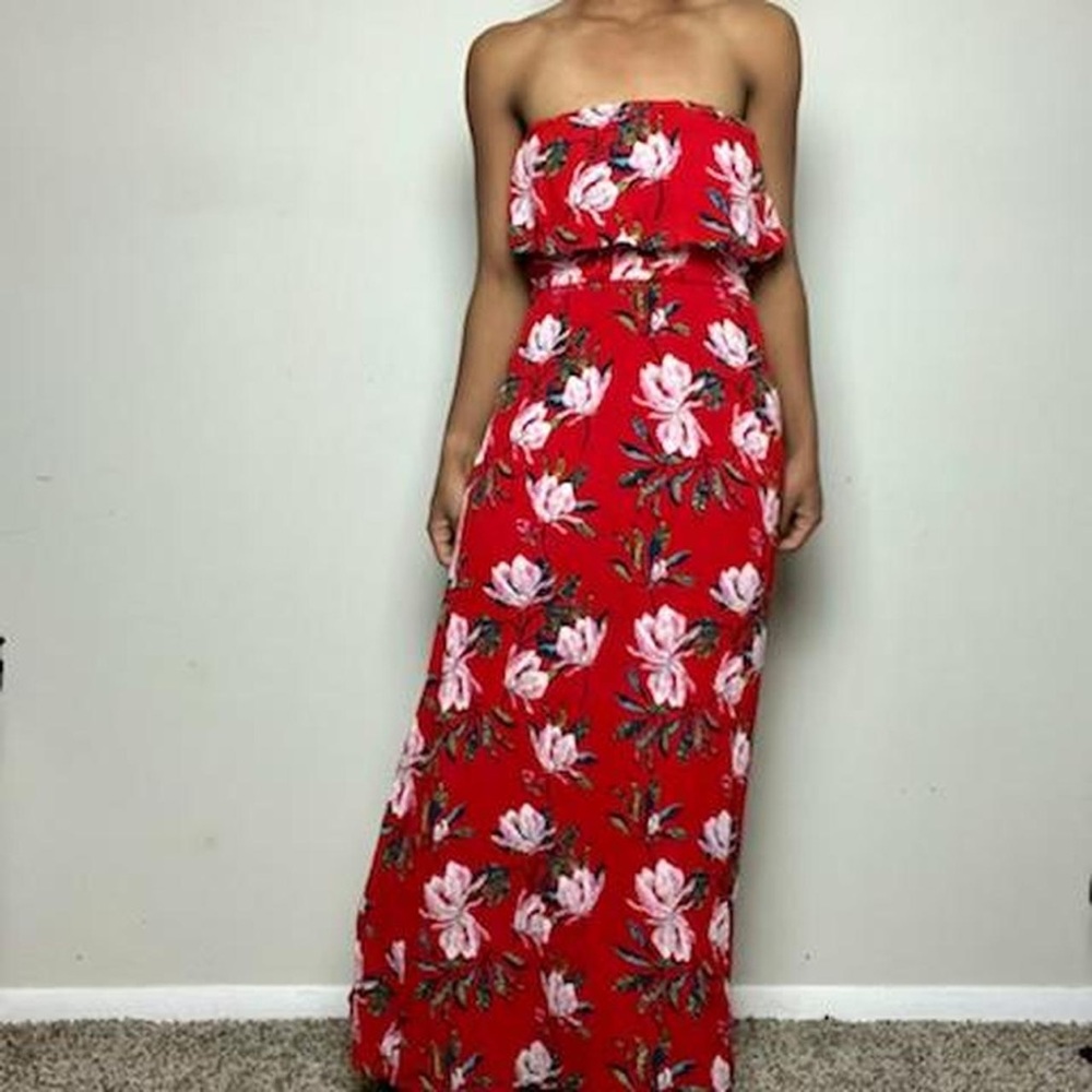 NWT Sim & Sam Strapless Floral Maxi Dress S